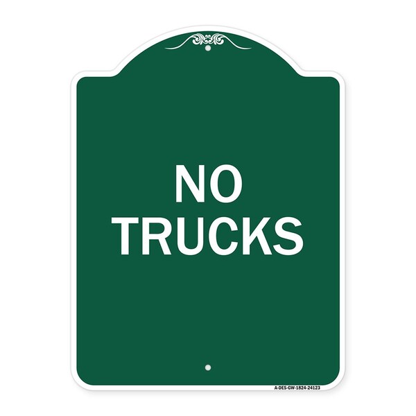 Signmission Designer Series Sign Driveway Sign No Trucks, Green & White Aluminum Sign, 18" x 24", GW-1824-24123 A-DES-GW-1824-24123 - main